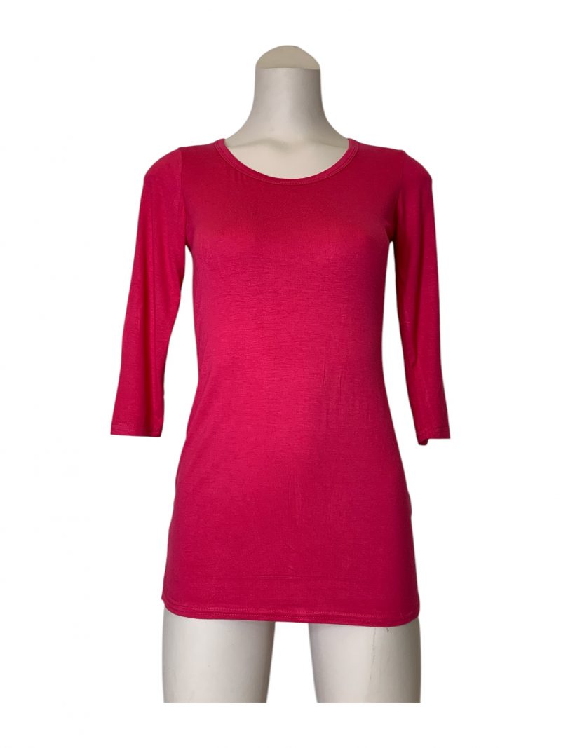 Long-Shirt mit 3/4 langen Armen pink