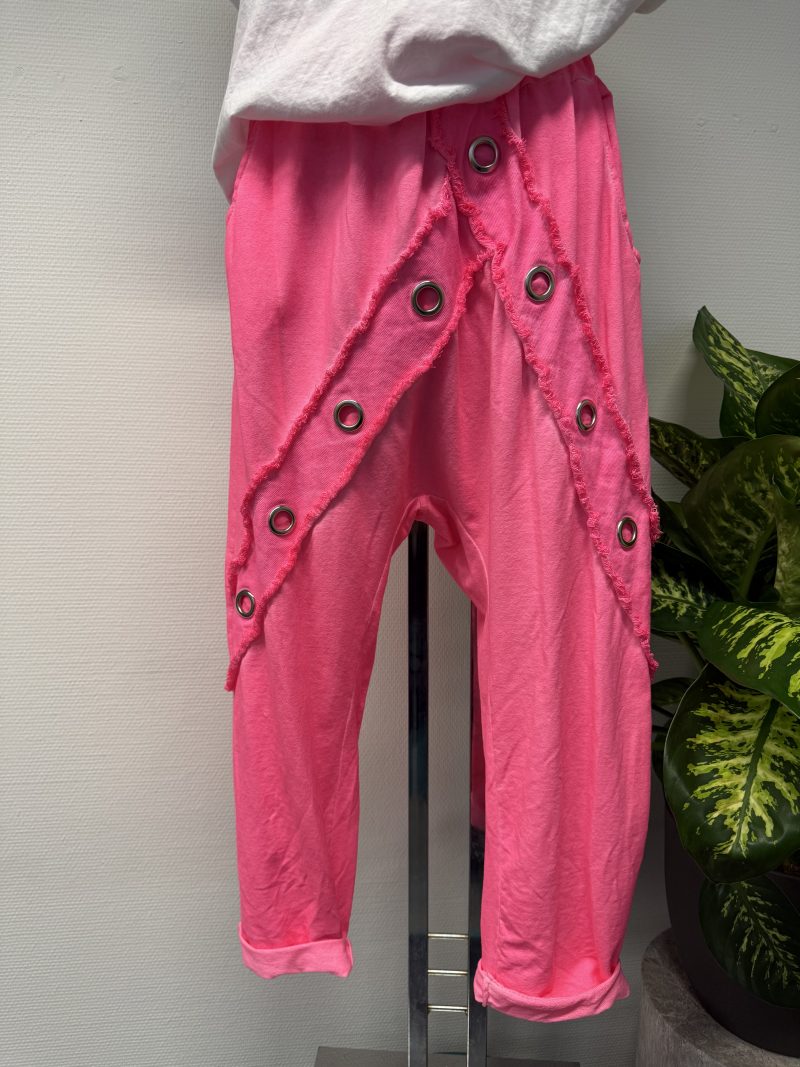 Baggy Hose Neonpink mit Ösen