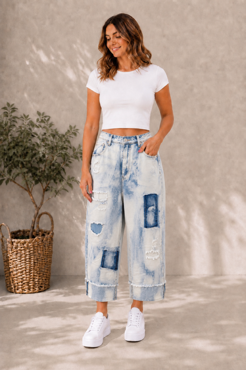 Jeans S. Woman Stonewashed mit Cutouts