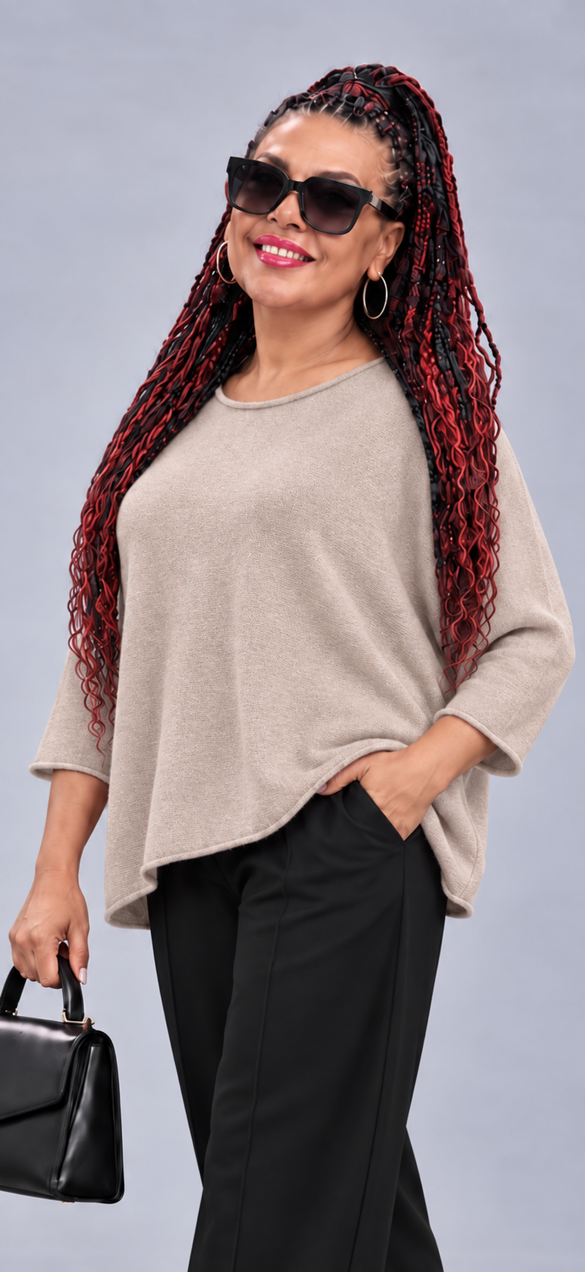 Oversize-Strickpullover mit leichtem Rollsaum – Bild 12