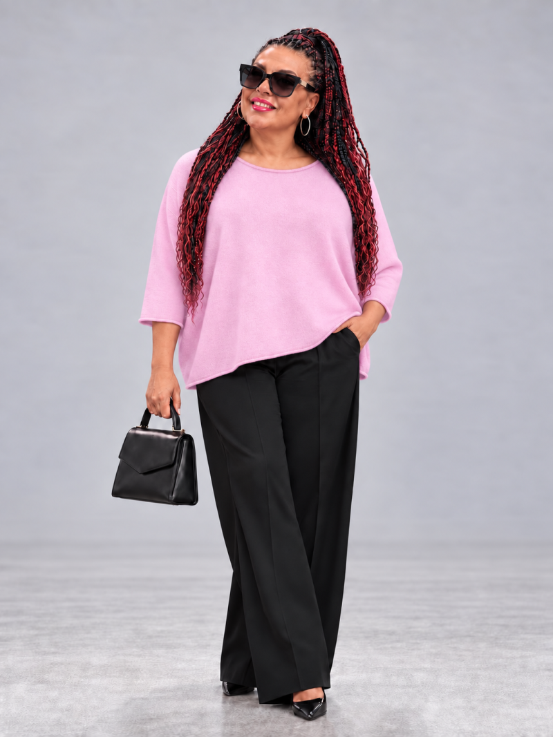 Oversize-Strickpullover mit leichtem Rollsaum