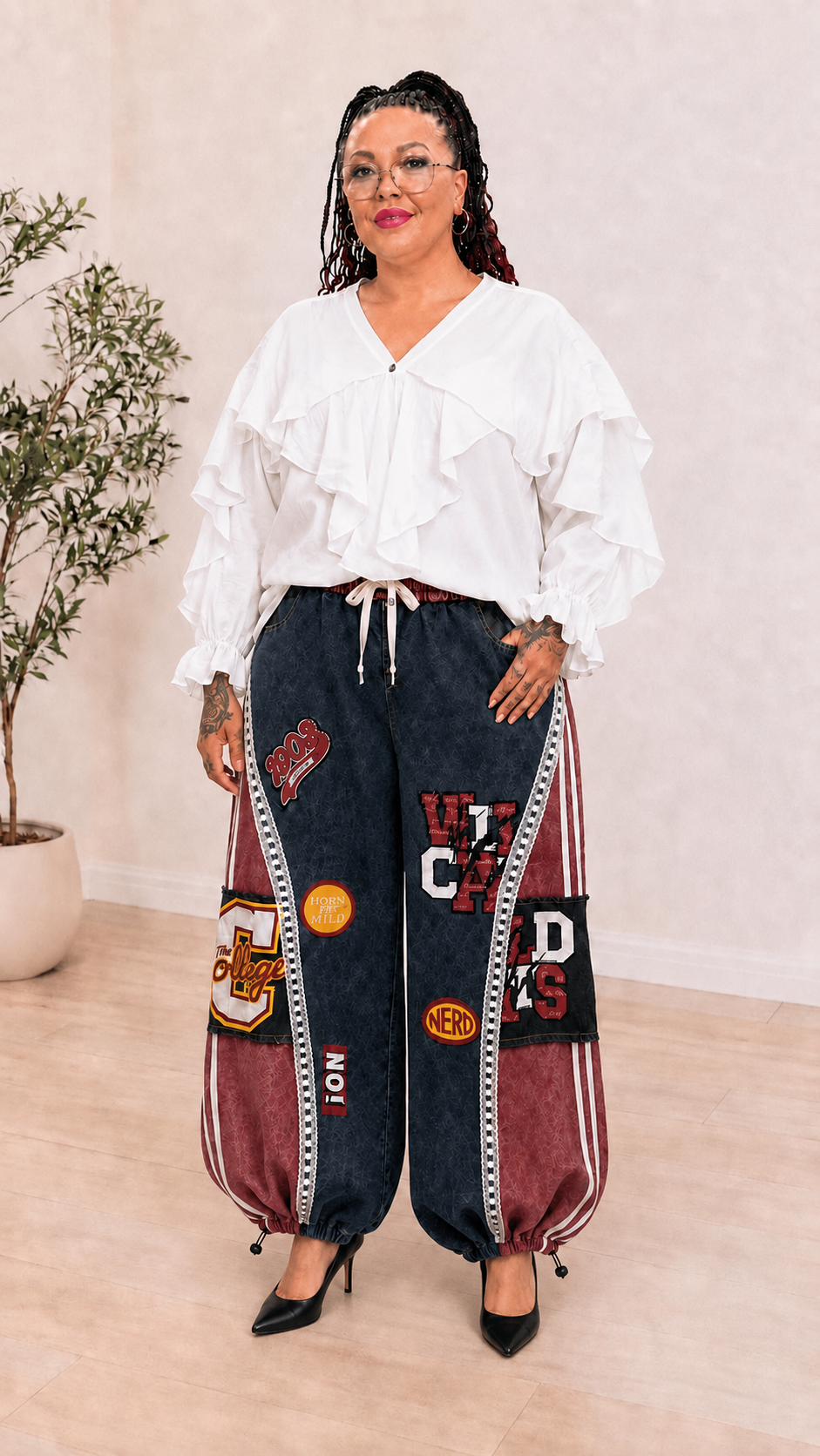 Statement-Patchwork-Hose im College-Style – Bild 5