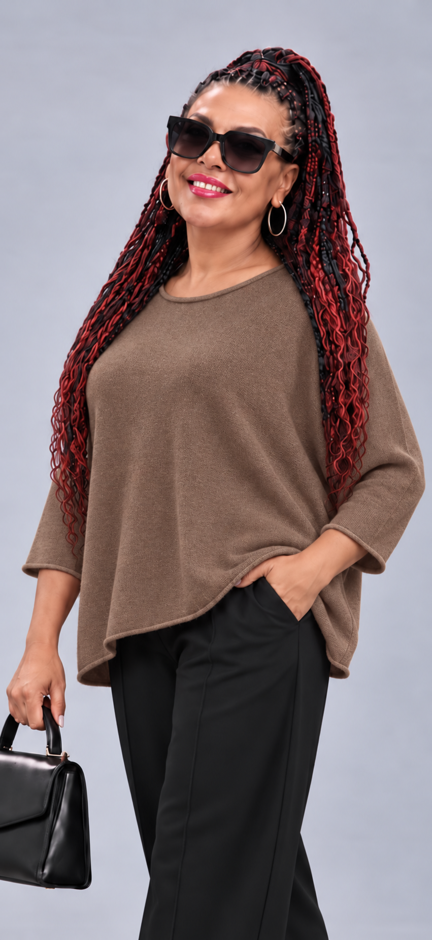 Oversize-Strickpullover mit leichtem Rollsaum – Bild 8