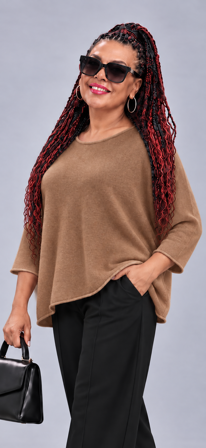 Oversize-Strickpullover mit leichtem Rollsaum – Bild 17
