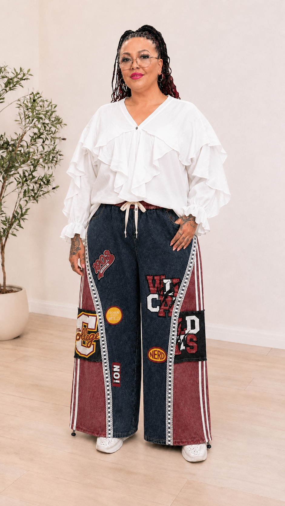 Statement-Patchwork-Hose im College-Style – Bild 7