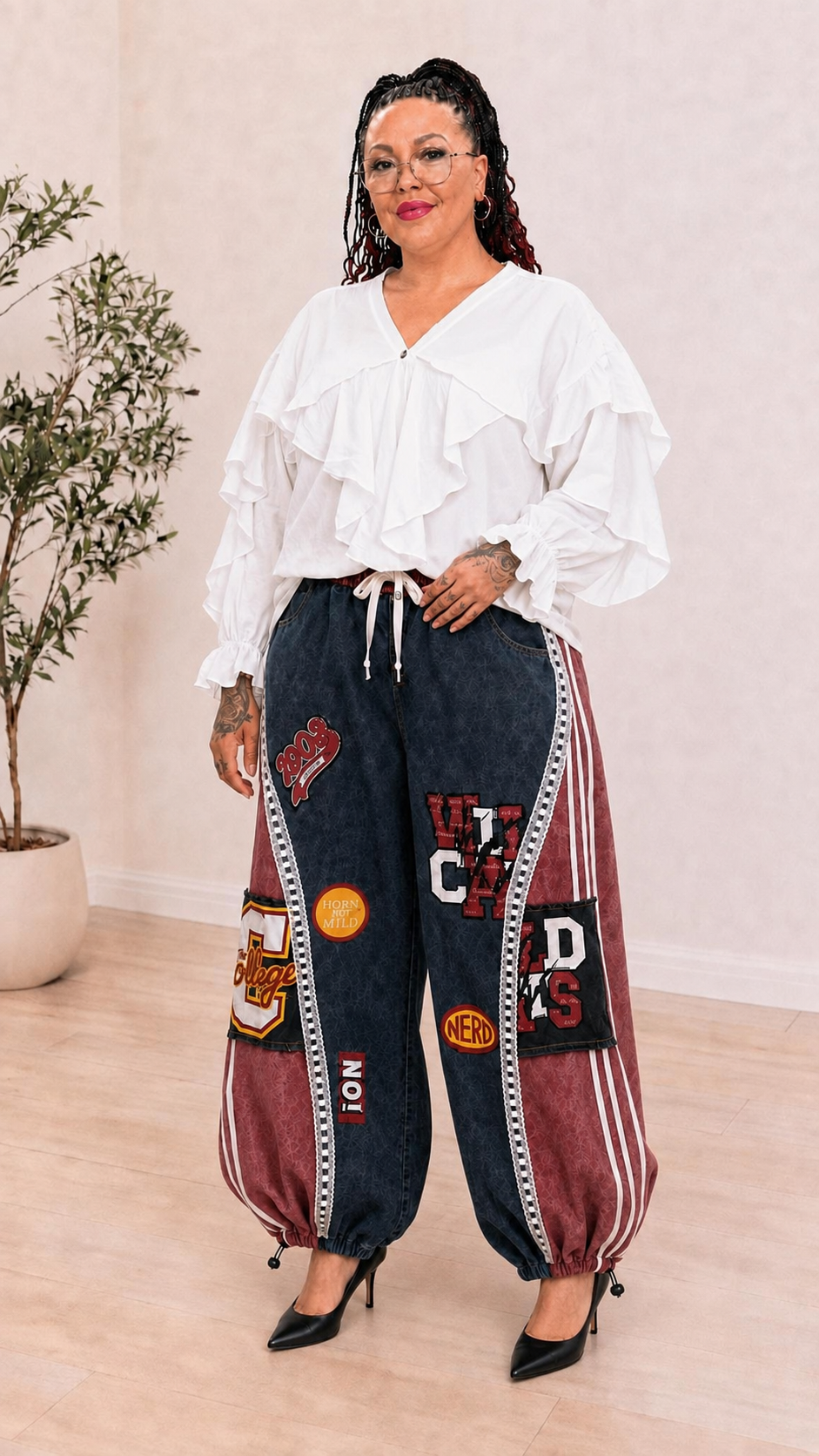 Statement-Patchwork-Hose im College-Style – Bild 4