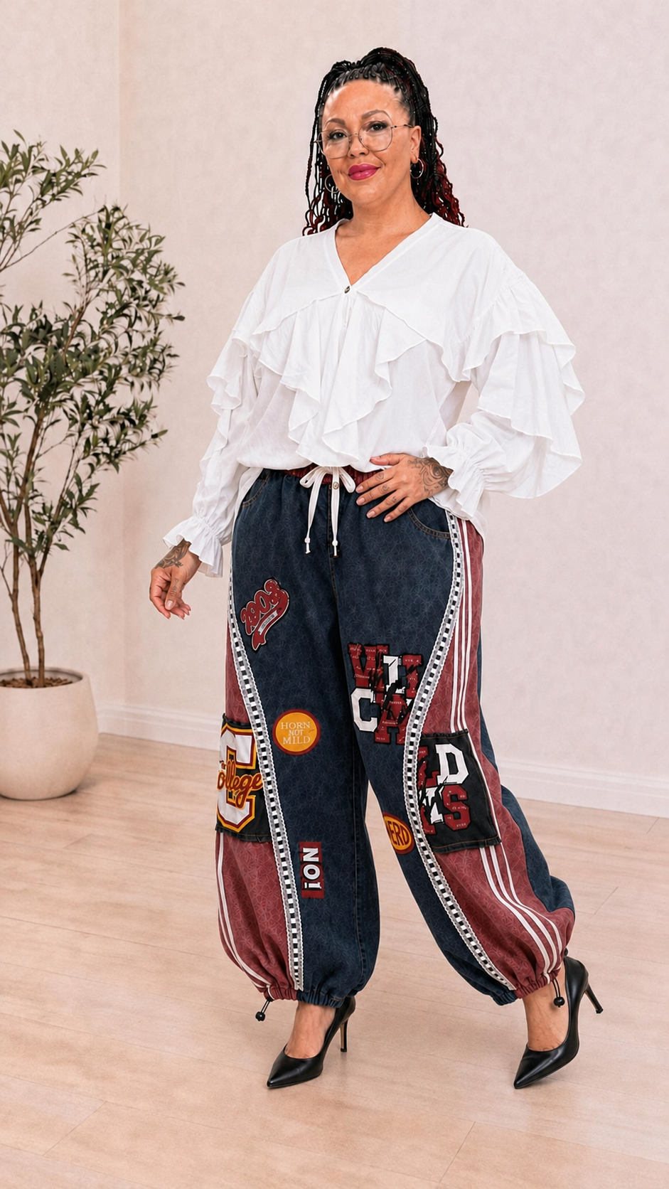 Statement-Patchwork-Hose im College-Style – Bild 3